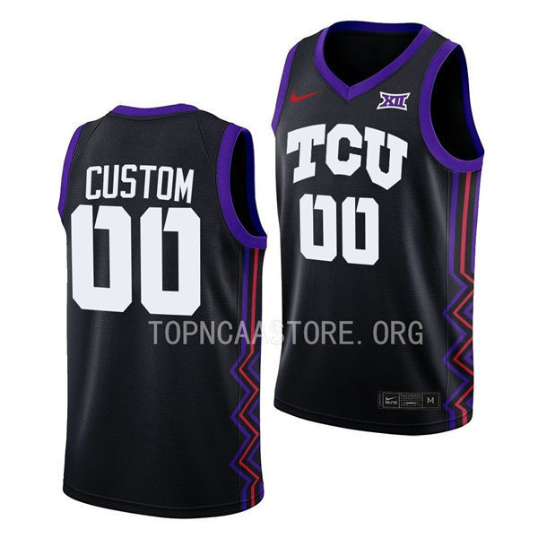  Men's Youth TCU Horned Frogs Custom Nike 2022-23 Black College Basketball Game Jersey 