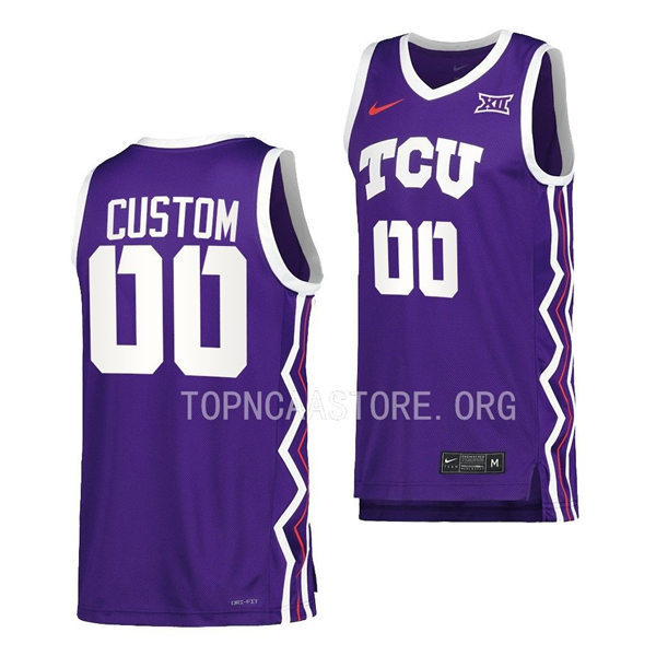  Men's Youth TCU Horned Frogs Custom Nike Puple 2022-23 College Basketball Game Jersey 