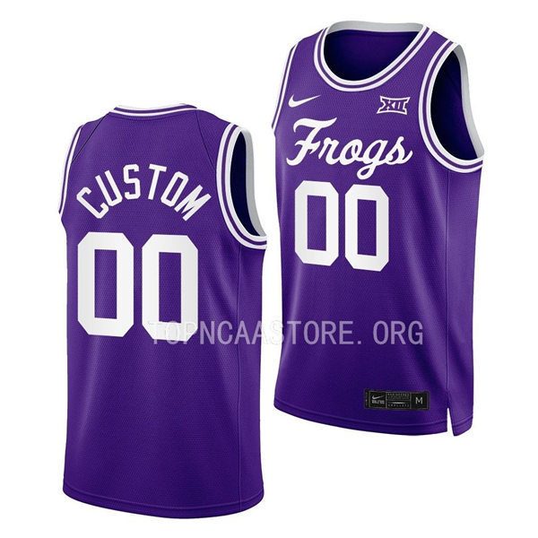  Men's Youth TCU Horned Frogs Custom Nike Purple Limited Frogs College Basketball Game Jersey 