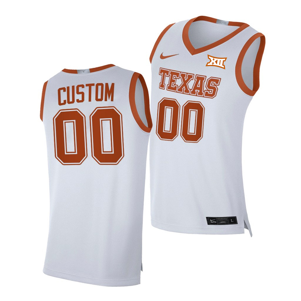  Men's Youth Texas Longhorns Custom Nike White College Basketball Game Jersey 