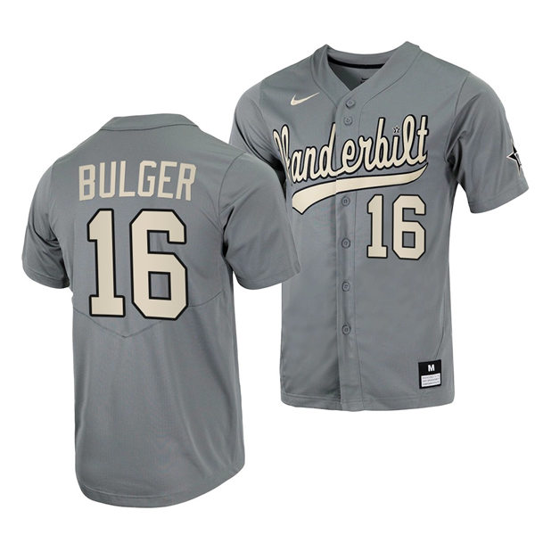  Men's Youth Vanderbilt Commodores #16 Jack Bulger Grey 2022 College Baseball Limited Jersey