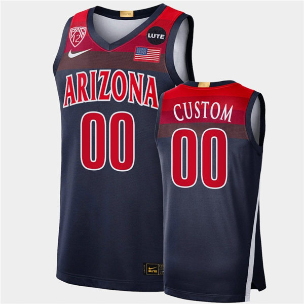  Men Arizona Wildcats Custom Nike Navy College Basketball Game Jersey 