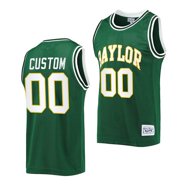  Men Baylor Bears Custom Green Original Retro Commemorative Classic Basketball Jersey 