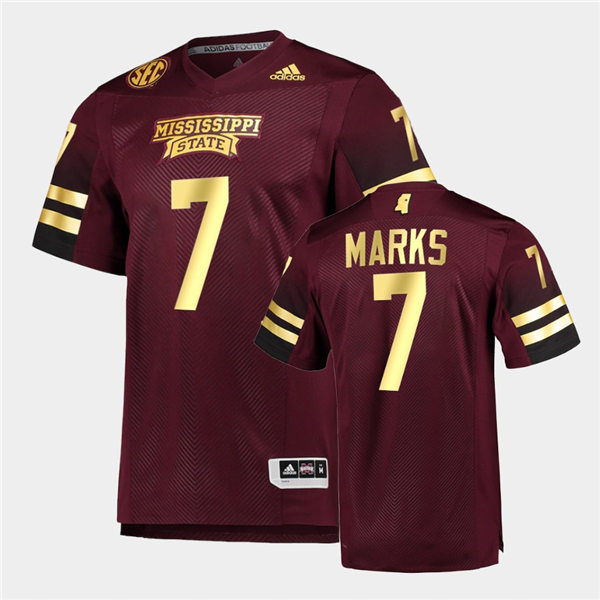  Men Mississippi State Bulldogs #7 Jo'quavious Marks adidas Maroon Gold College Football Jersey