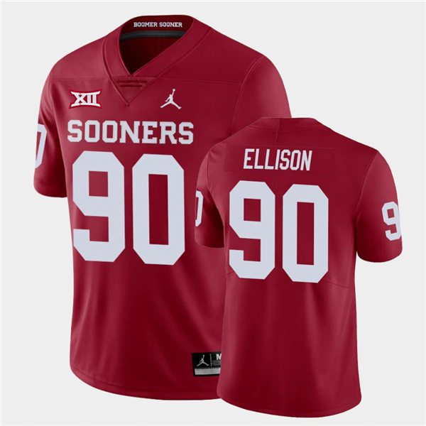  Men Oklahoma Sooners #90 Josh Ellison Crimson Jordan College Football Game Jersey