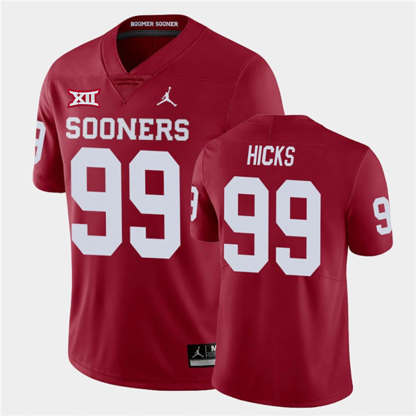  Men Oklahoma Sooners #99 Marcus Hicks Crimson Jordan College Football Game Jersey