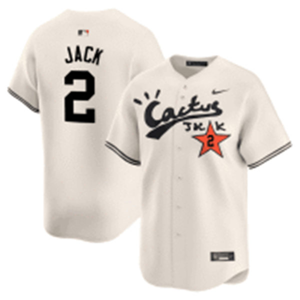  Mens #2 Travis Scott Cactus Jack Records Baseball Jersey Cream 