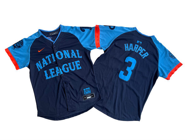  Mens  Philadelphia Phillies #3 Bryce Harper National League Nike 2024 MLB All-Star Game Limited Jersey - Navy 