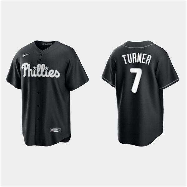  Mens  Philadelphia Phillies #7 Trea Turner Nike 2021 Black Fashion Jersey 