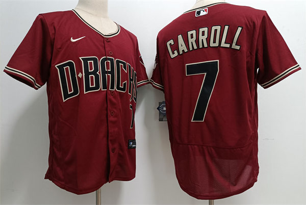  Mens Arizona Diamondbacks #7 Corbin Carroll Nike Crimson Alternate FlexBase Jersey 