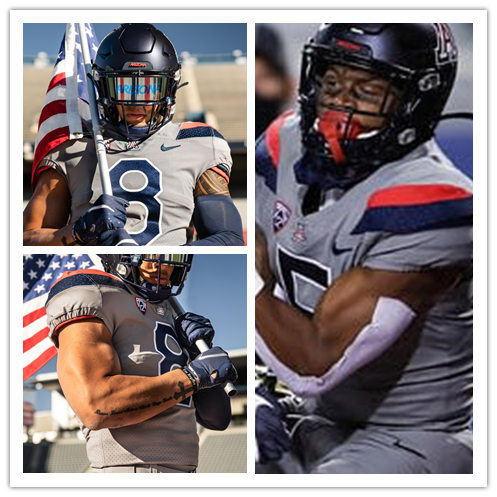  Mens Arizona Wildcats Custom Will Plummer K'hari Lane Khalil Tate Michael Eletise Isaiah Rutherford Rob Gronkowski Nike Grey Football Jersey 