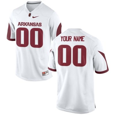  Mens Arkansas Razorbacks Nike White 2012-19 Razorbacks Football Jersey 
