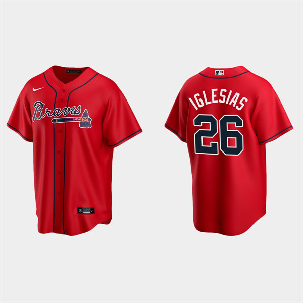  Mens Atlanta Braves #26 Raisel Iglesias Nike Red Alternate Cool Base Jersey 