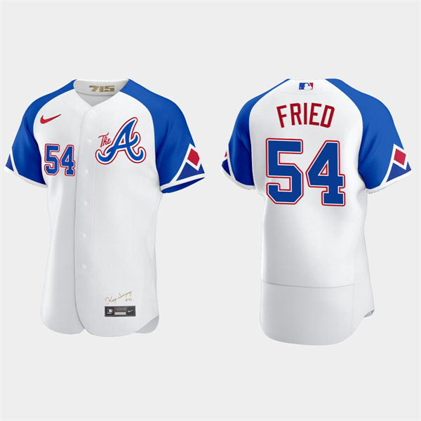  Mens Atlanta Braves #54 Max Fried 2023 City Connect Authentic Jersey - White 