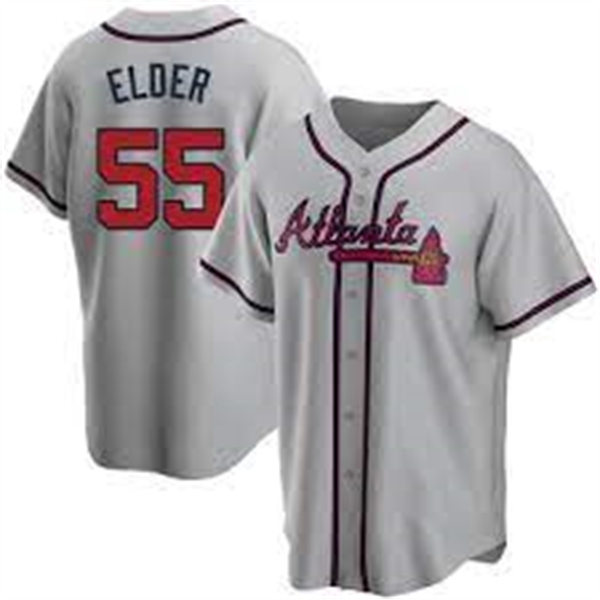  Mens Atlanta Braves #55 Bryce Elder Nike Grey Road Cool Base Jersey 