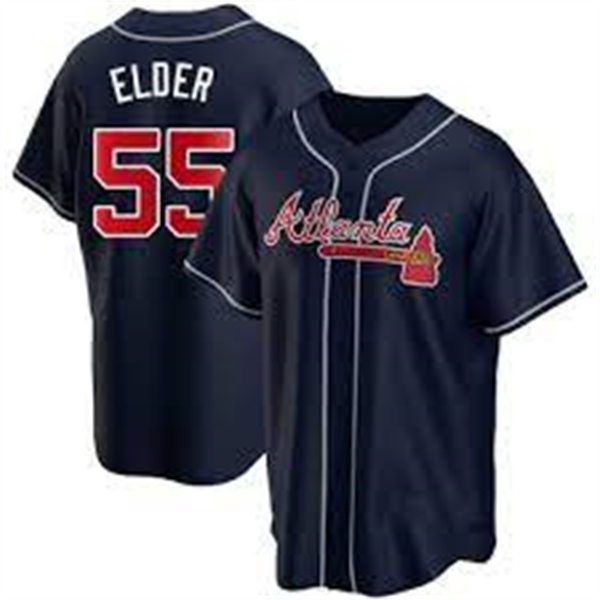  Mens Atlanta Braves #55 Bryce Elder Nike Navy Alternate Cool Base Jersey 