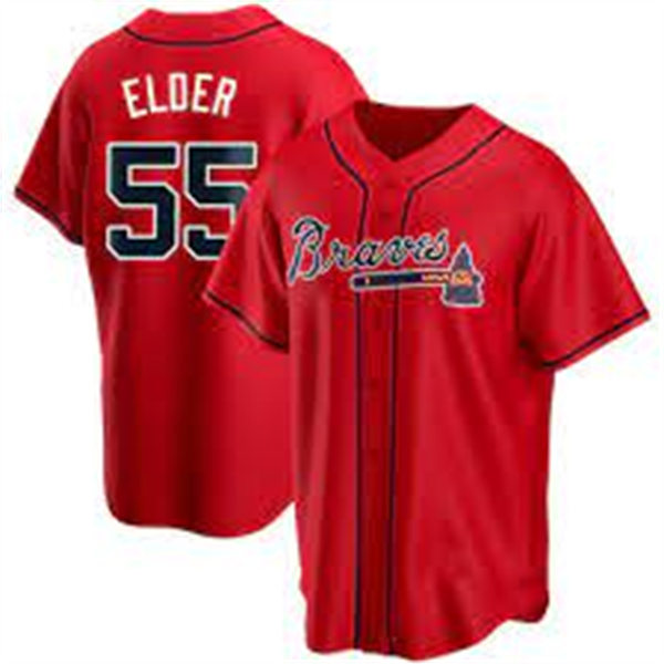  Mens Atlanta Braves #55 Bryce Elder Nike Red Alternate Cool Base Jersey 