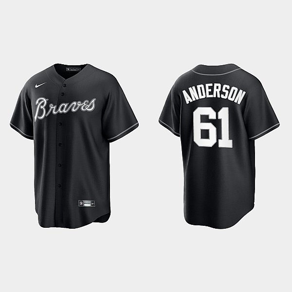  Mens Atlanta Braves #61 Nick Anderson Nike Black Collection Jersey 