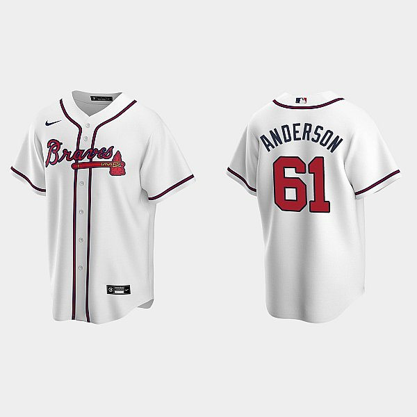  Mens Atlanta Braves #61 Nick Anderson Nike Home White CoolBase Jersey 