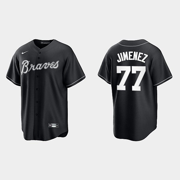  Mens Atlanta Braves #77 Joe Jimenez Nike Black Collection Jersey 