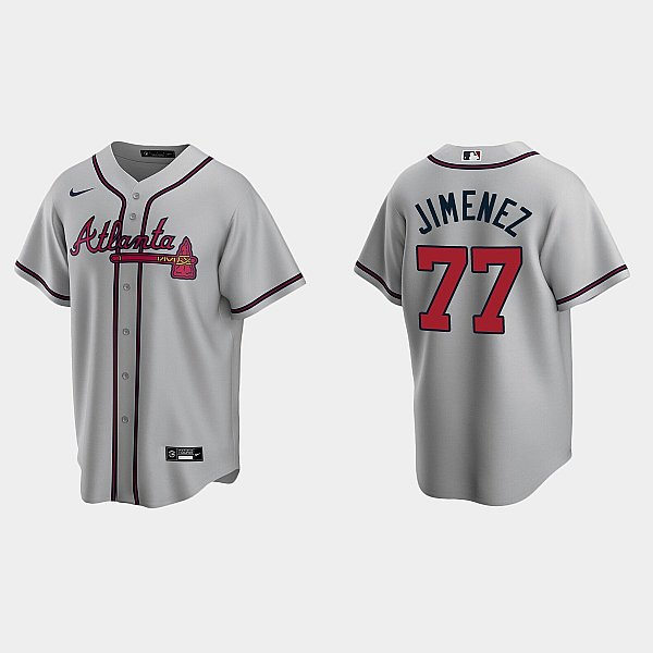  Mens Atlanta Braves #77 Joe Jimenez Nike Grey Road Cool Base Jersey 