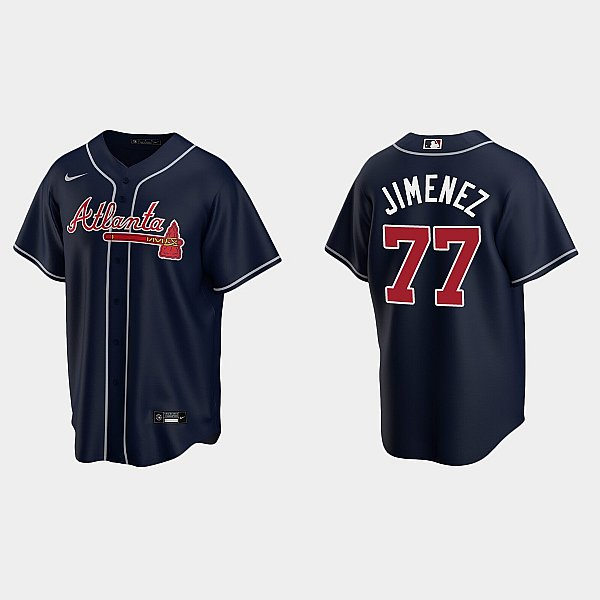  Mens Atlanta Braves #77 Joe Jimenez Nike Navy Alternate Cool Base Jersey 