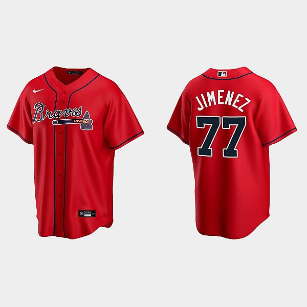  Mens Atlanta Braves #77 Joe Jimenez Nike Red Alternate Cool Base Jersey 