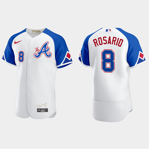 Mens Atlanta Braves #8 Eddie Rosario 2023 City Connect Authentic Jersey - White 