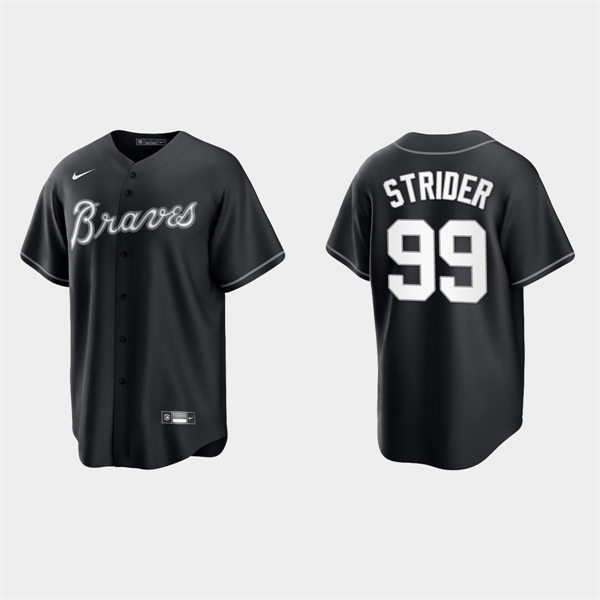  Mens Atlanta Braves #99 Spencer Strider Nike Black Collection Jersey 