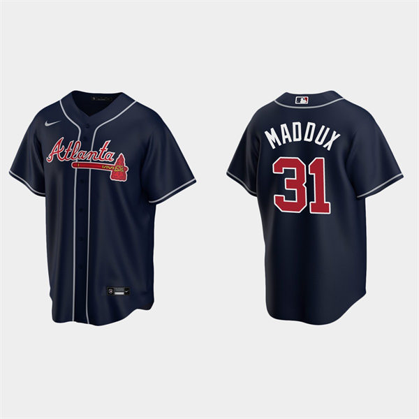  Mens Atlanta Braves Retired Player #31 Greg Maddux Nike Navy Cool Base Jersey 