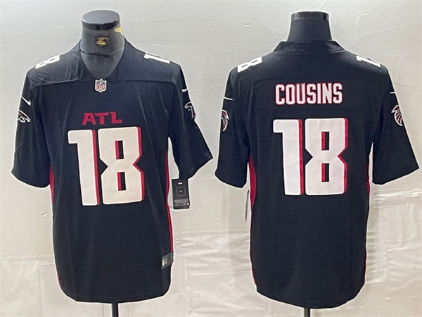  Mens Atlanta Falcons #18 Kirk Cousins Nike Black Vapor Limited Jersey 