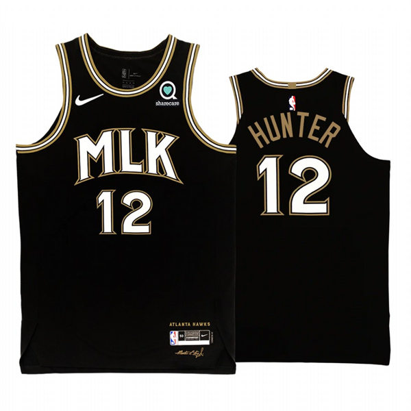  Mens Atlanta Hawks #12 De'Andre Hunter Nike Black 2020-21 City Edition Swingman Jersey 