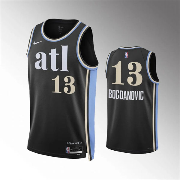  Mens Atlanta Hawks #13 Bogdan Bogdanovic 2023-24 ATL City Edition Swingman Jersey Black 