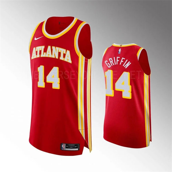  Mens Atlanta Hawks #14 AJ Griffin 2023-24 Red Icon Edition Swingman Jersey 