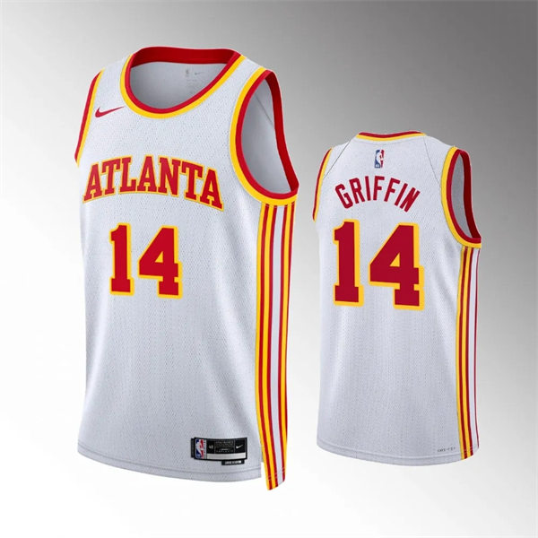  Mens Atlanta Hawks #14 AJ Griffin 2023-24 White Association Edition Jersey 