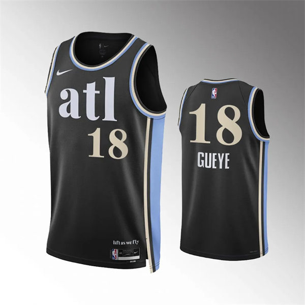  Mens Atlanta Hawks #18 Mouhamed Gueye 2023-24 ATL City Edition Swingman Jersey Black 