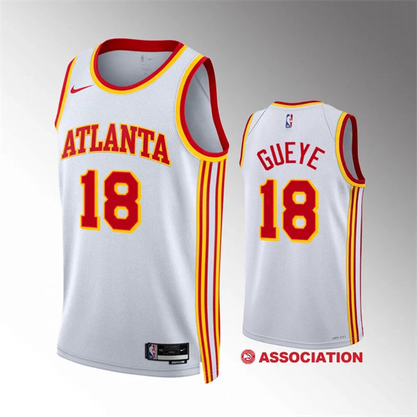  Mens Atlanta Hawks #18 Mouhamed Gueye 2023-24 White Association Edition Jersey 