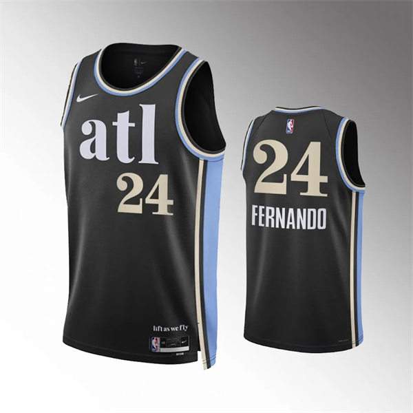  Mens Atlanta Hawks #24 Bruno Fernando 2023-24 ATL City Edition Swingman Jersey Black 