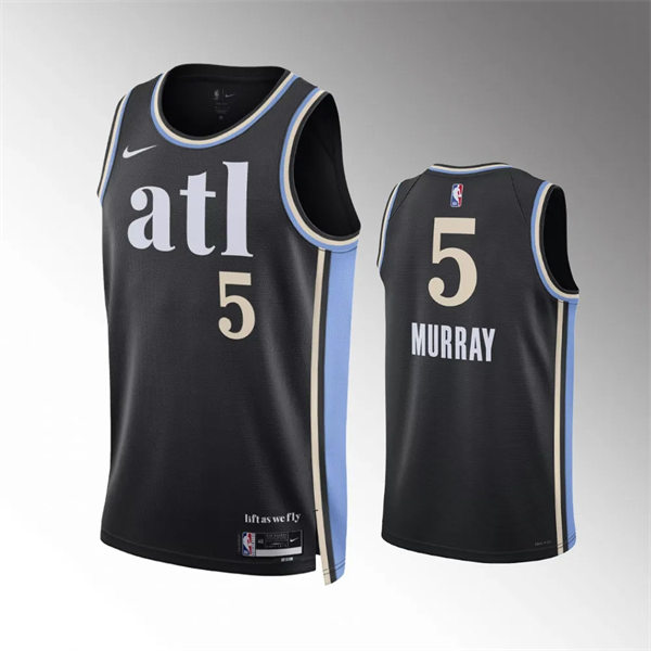  Mens Atlanta Hawks #5 Dejounte Murray 2023-24 ATL City Edition Swingman Jersey Black 