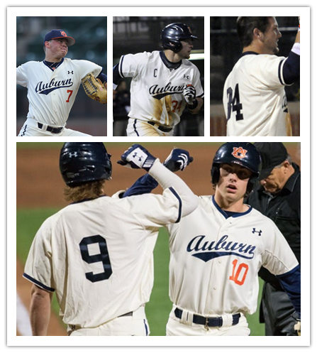  Mens Auburn Tigers Custom Frank Thomas Tyler Miller Brody Moore Kason Howell Cody Greenhill Trace Bright Under Armour Baseball Jersey 
