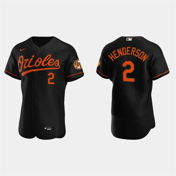  Mens Baltimore Orioles #2 Gunnar Henderson Black Alternate Flexbase Jersey 