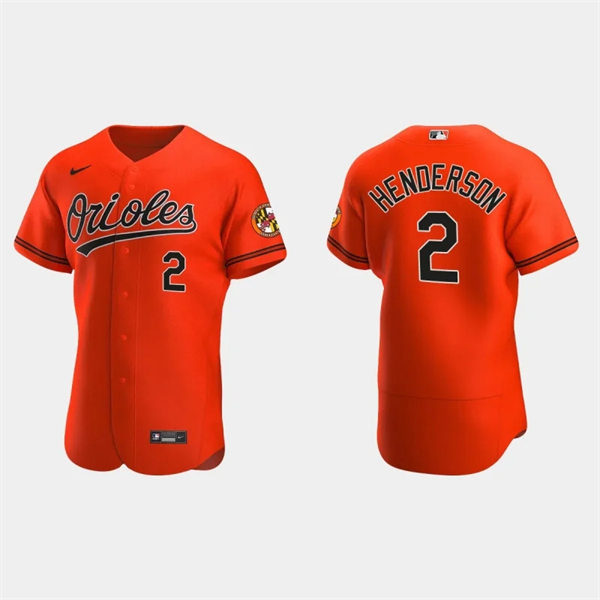  Mens Baltimore Orioles #2 Gunnar Henderson Orange Alternate FlexBase Player Jersey 