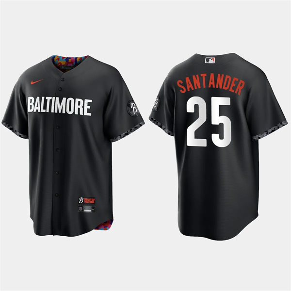  Mens Baltimore Orioles #25 Anthony Santander Black 2023 City Connect Jersey  