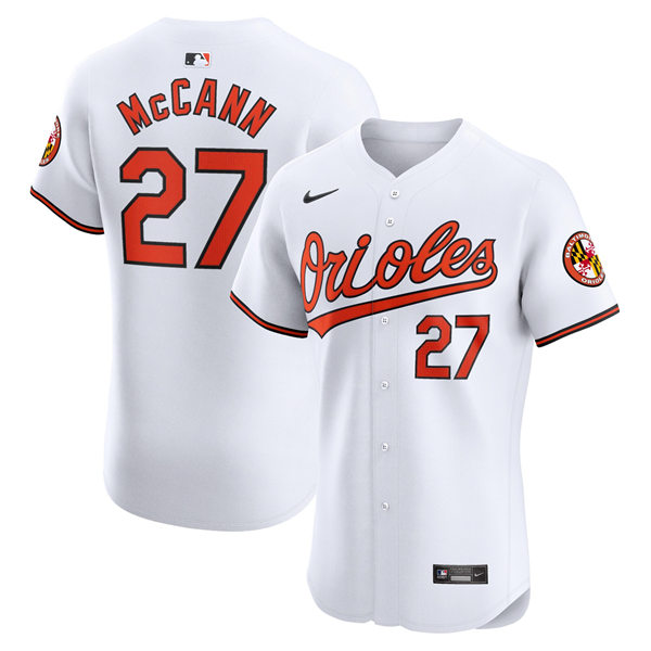  Mens Baltimore Orioles #27 James McCann Nike Home White Limited Jersey 