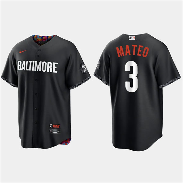  Mens Baltimore Orioles #3 Jorge Mateo Black 2023 City Connect Jersey  