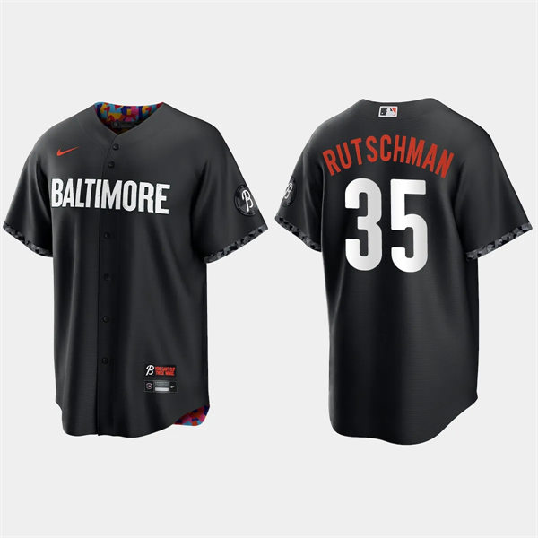  Mens Baltimore Orioles #35 Adley Rutschman Black 2023 City Connect Jersey  