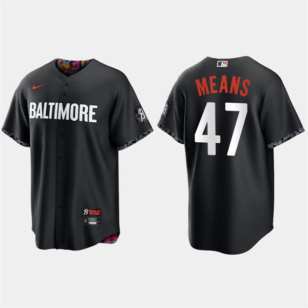  Mens Baltimore Orioles #47 John Means Black 2023 City Connect Jersey  