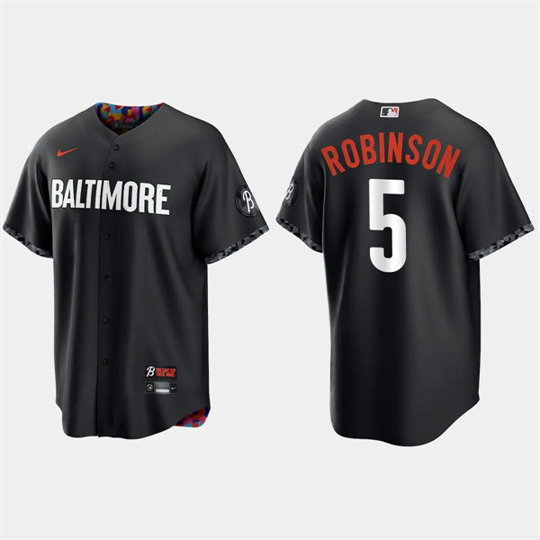  Mens Baltimore Orioles #5 Brooks Robinson Black 2023 City Connect Jersey  