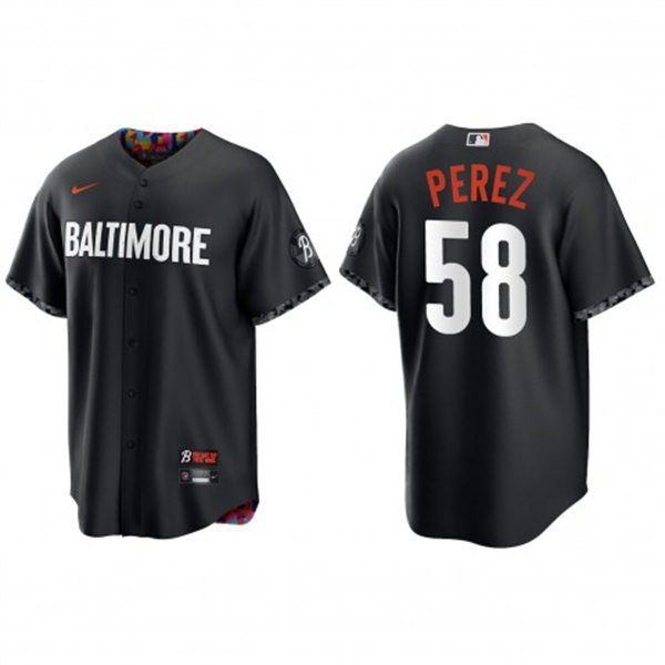  Mens Baltimore Orioles #58 Cionel Perez  Black 2023 City Connect Jersey 