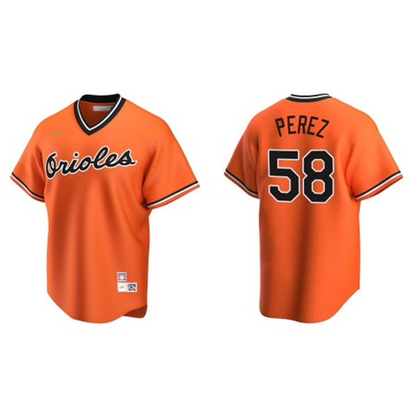  Mens Baltimore Orioles #58 Cionel Perez Nike Orange Pullover Cooperstown Collection Jersey 